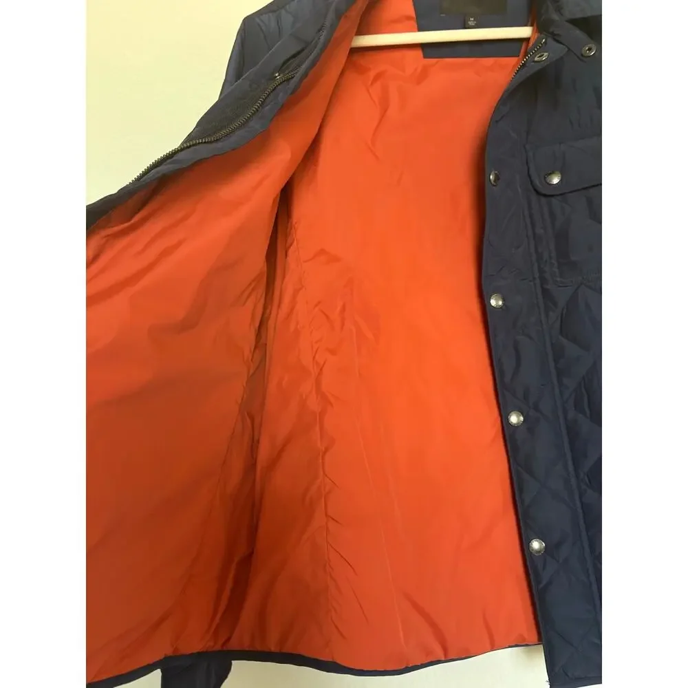 Banana Republic Men’s M Quilted Field Jacket Navy Orange Lined Fall 2013 Preppy